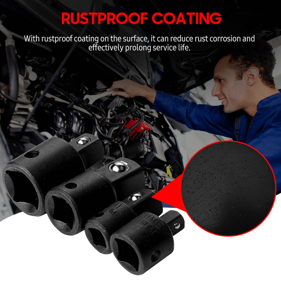 4 PCS Impact Socket Adapter Reducer 1/4-Inch 3/8-Inch 1/2-Inch Impact Driver Conversions Steel Power