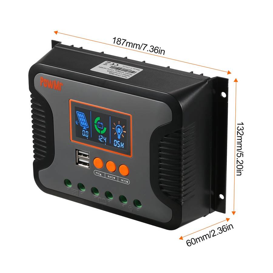 80A Solar Power Controller PWM Battery Charging Controller 12V-48V Lithium Battery Solar Charg