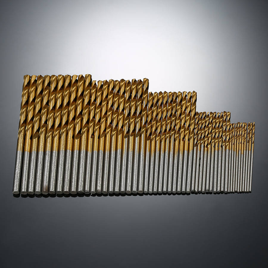 50pcs HSS Plating Titanium Twist Drill Bit Set Metric System 1.0-3.0mm High Speed Steel Titanium Coa