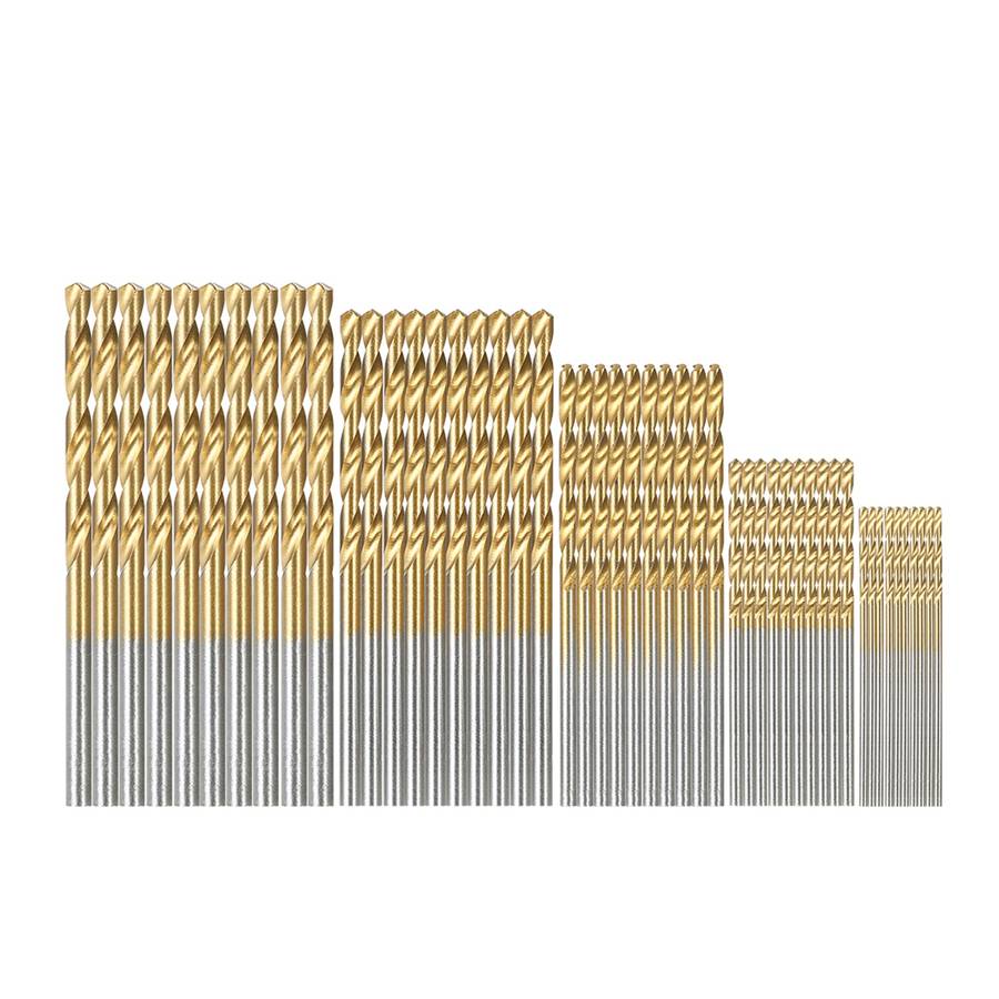 50pcs HSS Plating Titanium Twist Drill Bit Set Metric System 1.0-3.0mm High Speed Steel Titanium Coa