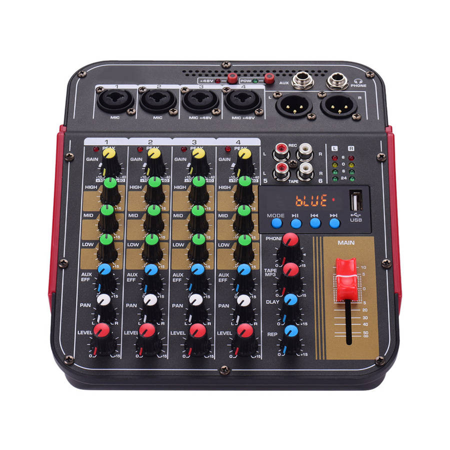 TM4 Digital 4-Channel Audio Mixer Mixing Console Built-in 48V Phantom Power with BT Function