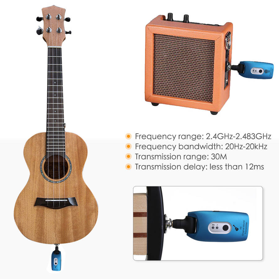2.4G Wireless Guitar System Electric Guitars Transmitter and Receiver Set Built-in Rechargeab