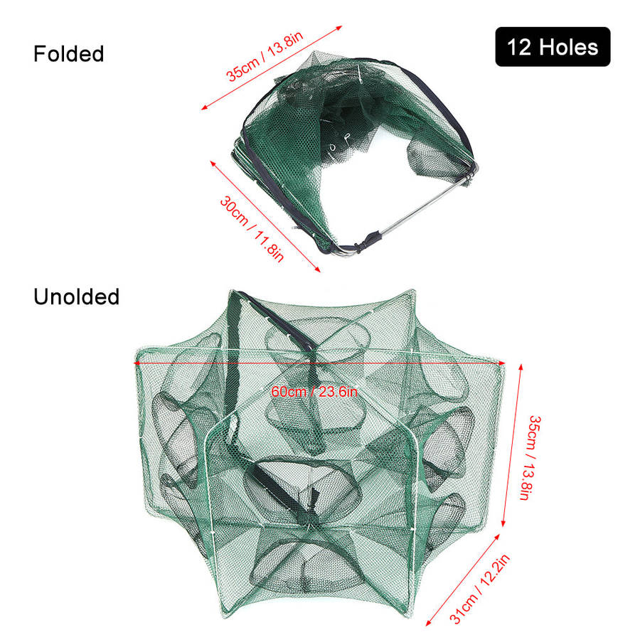 Foldable Fishing Net Hexagon 6 Hole Fishing Net Shrimp Cage Trap Minnow Crab Baits Mesh Trap