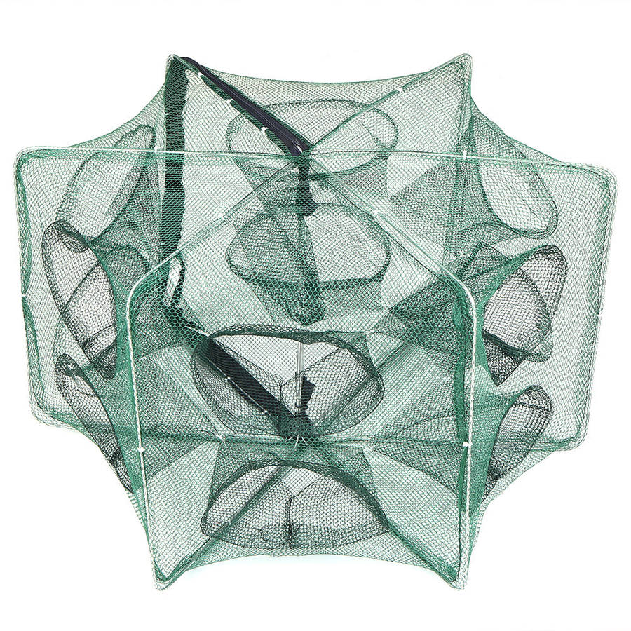Foldable Fishing Net Hexagon 6 Hole Fishing Net Shrimp Cage Trap Minnow Crab Baits Mesh Trap