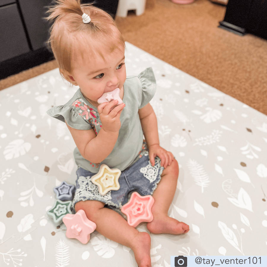 EVA Foam Baby Play Mat - Metallic Garden - Grey
