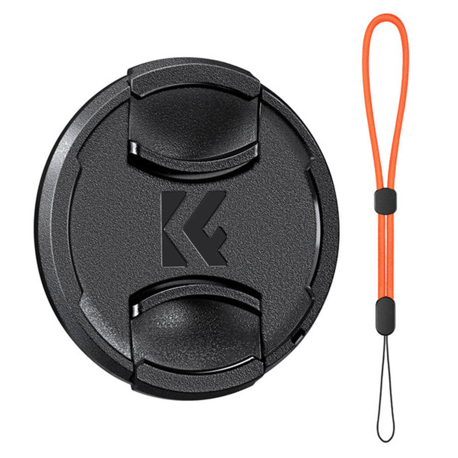 K&F Concept 58mm Center Pinch Lens Cap Kit with 2x Lens Cloths & Attachment Strap