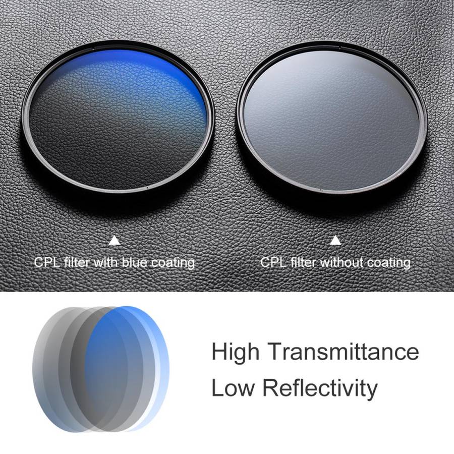 K&F Concept PRO 43mm Classic Series Slim Blue Multi Coated Circular Polariser (CPL) filter - KF01...