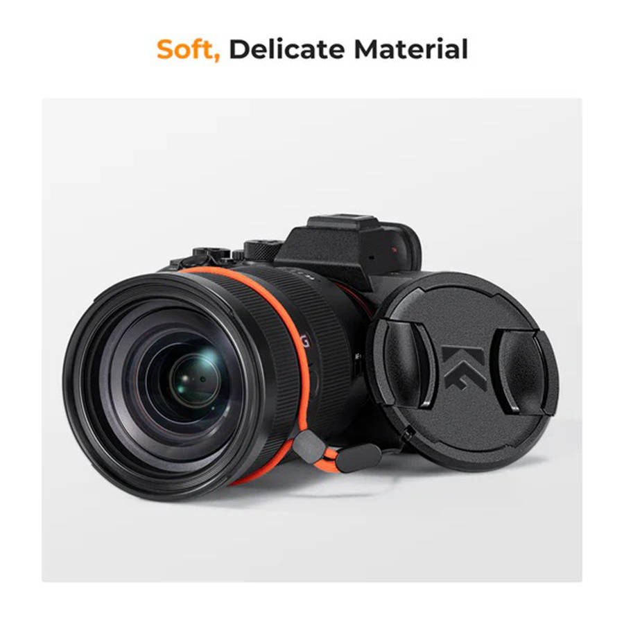 K&F Concept 58mm Center Pinch Lens Cap Kit with 2x Lens Cloths & Attachment Strap