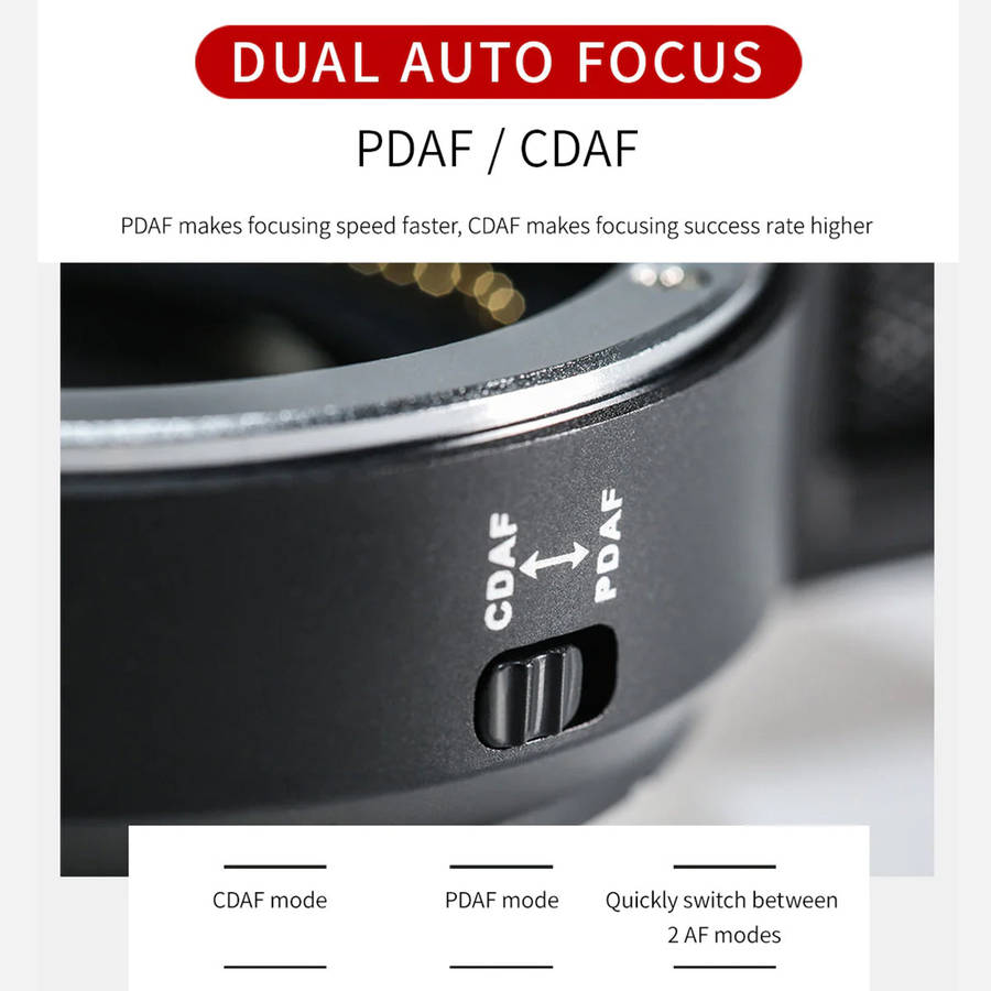 Viltrox Auto Focus Adapter, Canon EF lenses - SONY E-Mount Cameras +1 f-stop