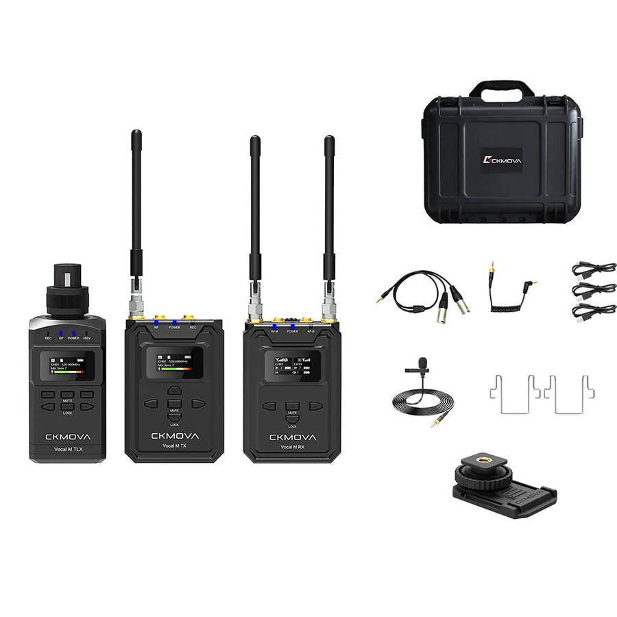 CKMOVA UHF Dual-Channel Wireless Mic System 2 X Transmitters with Audio Recorders & 1X Receiver V...