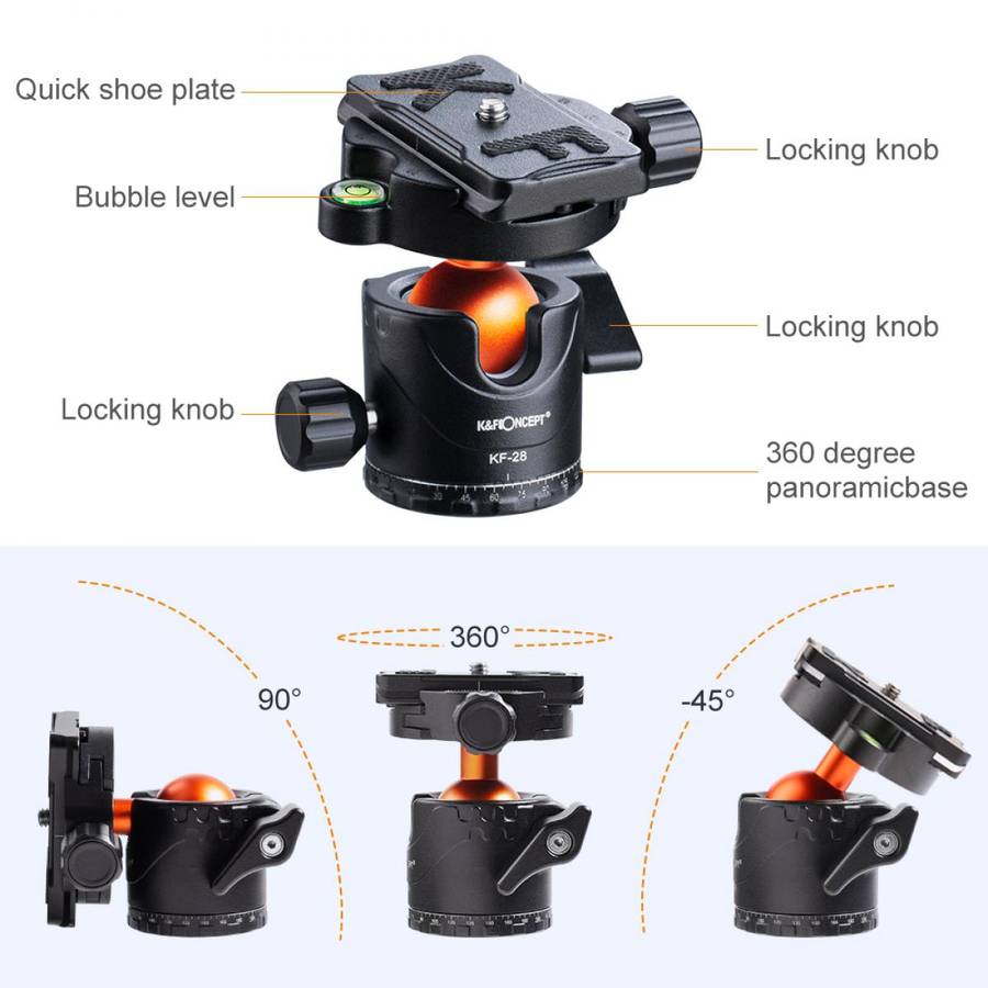 K&F Concept Professional 10 Kg Capacity Tripod Ball Head KF31-023V3
