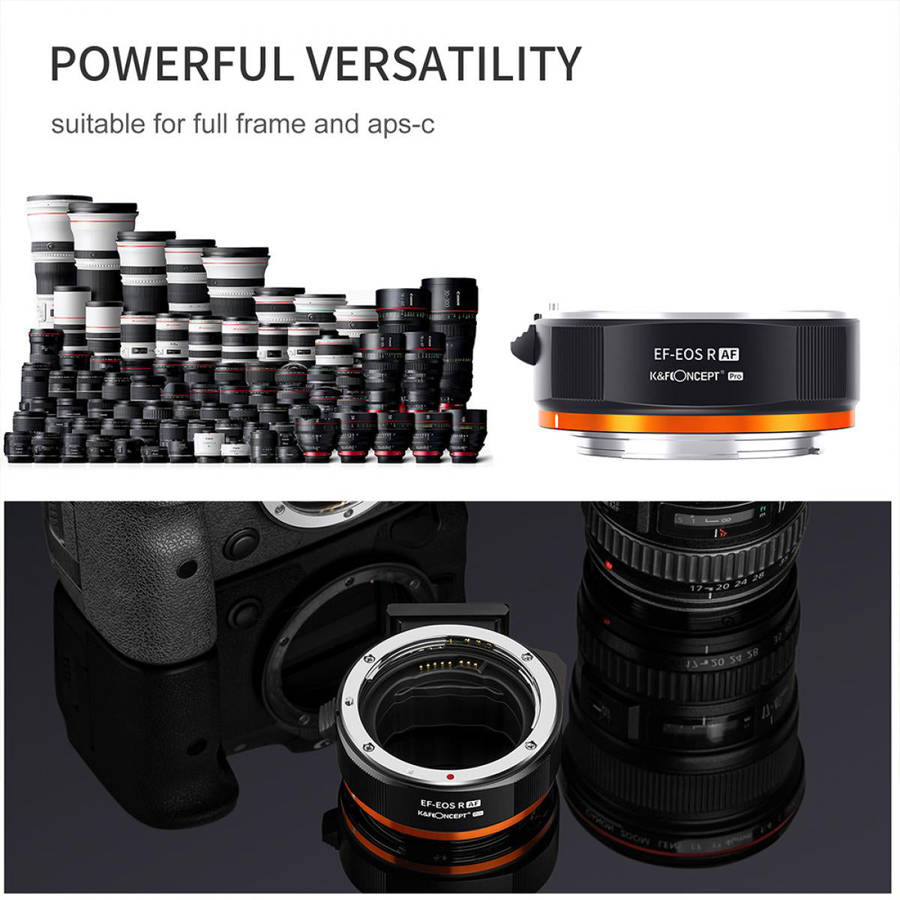 K&F PRO Auto Focus Lens Adapter for Canon EF & EF-S Lenses to Canon R Mount - KF06-467