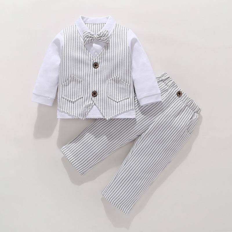 Newborn Baby Boy Gentlemen Suit Outfit - White