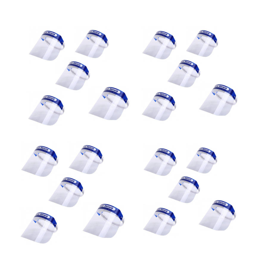 Pack of 20 Face Shields Extra Wide Adjustable