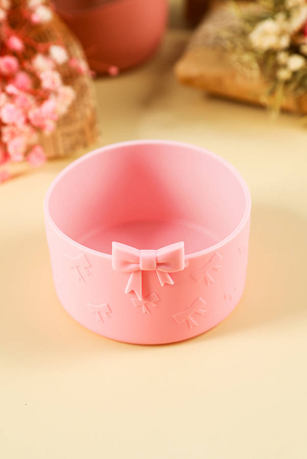 Pink Bowknot Decor Food Grade Silicone Cup Sleeve