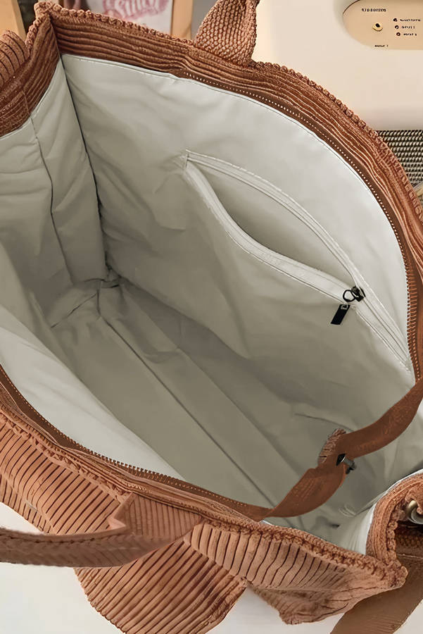 Chestnut Detachable Shoulder Strap Large Corduroy Bag