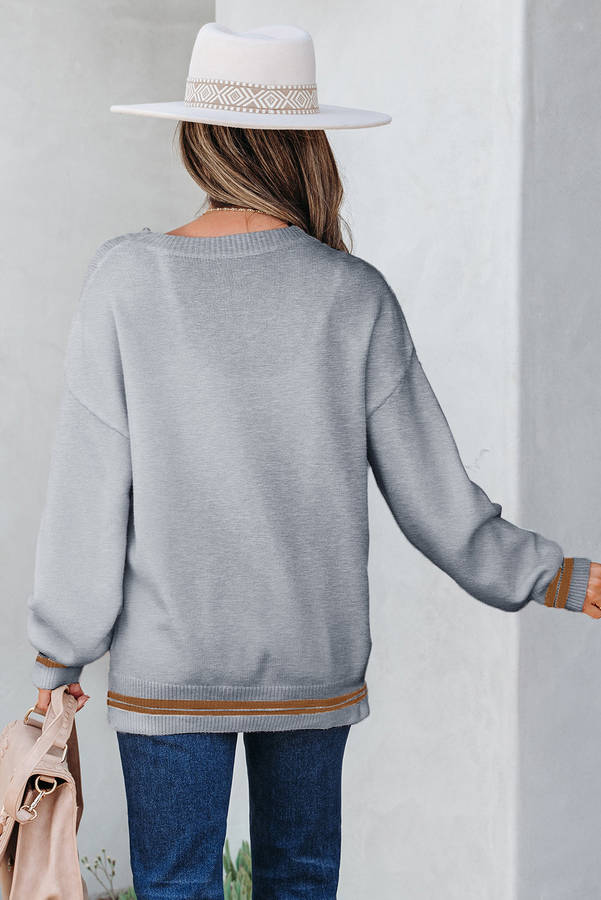 Light Grey See You Cowboy Embroidered Western Graphic Sweater