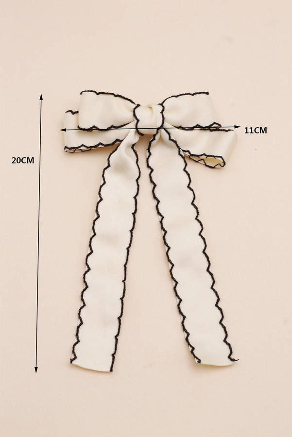 White Contrast Trim Colorblock Bowknot Hair Pin