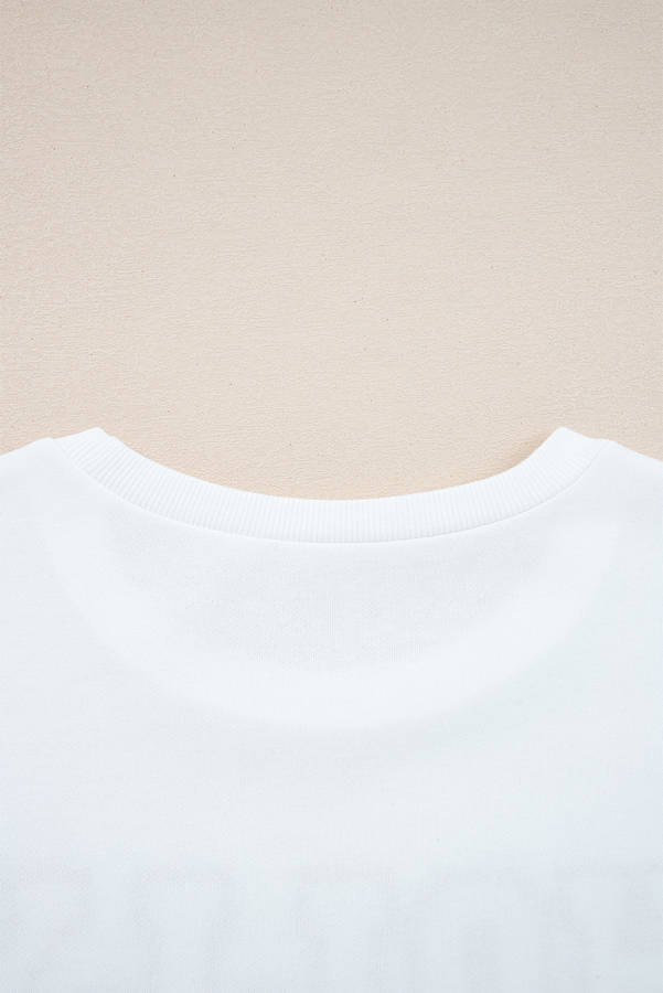 White HOLLY JOLLY Embroidered Graphic Pullover Sweatshirt