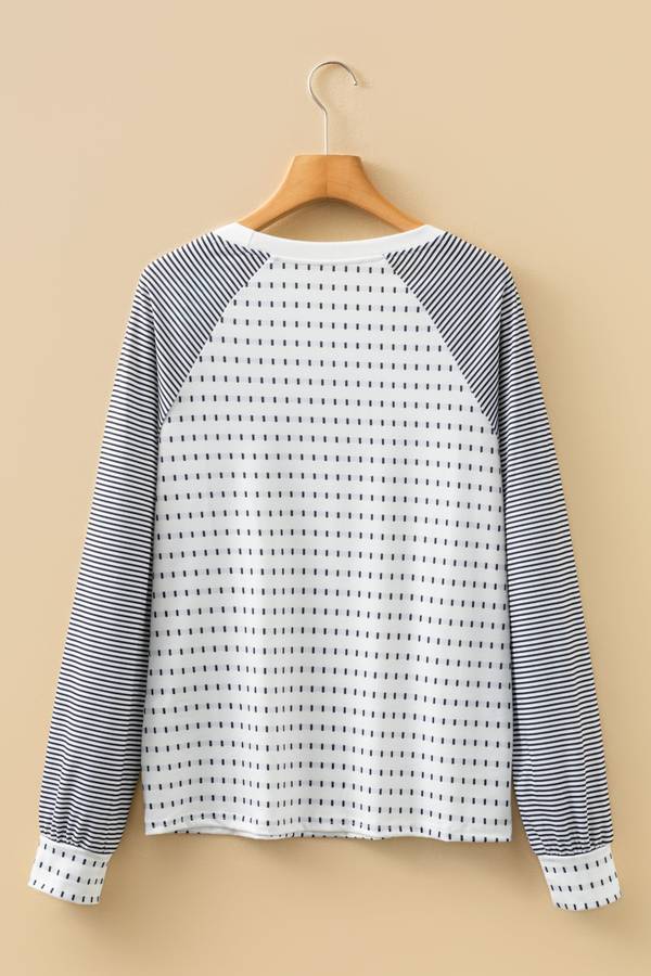 Black Stripe Raglan Patchwork Long Sleeve Tee