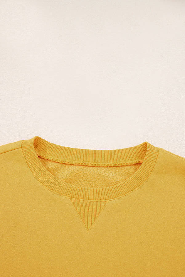 Citrus Pleated Balloon Sleeve Pullover Solid Sweatshirt