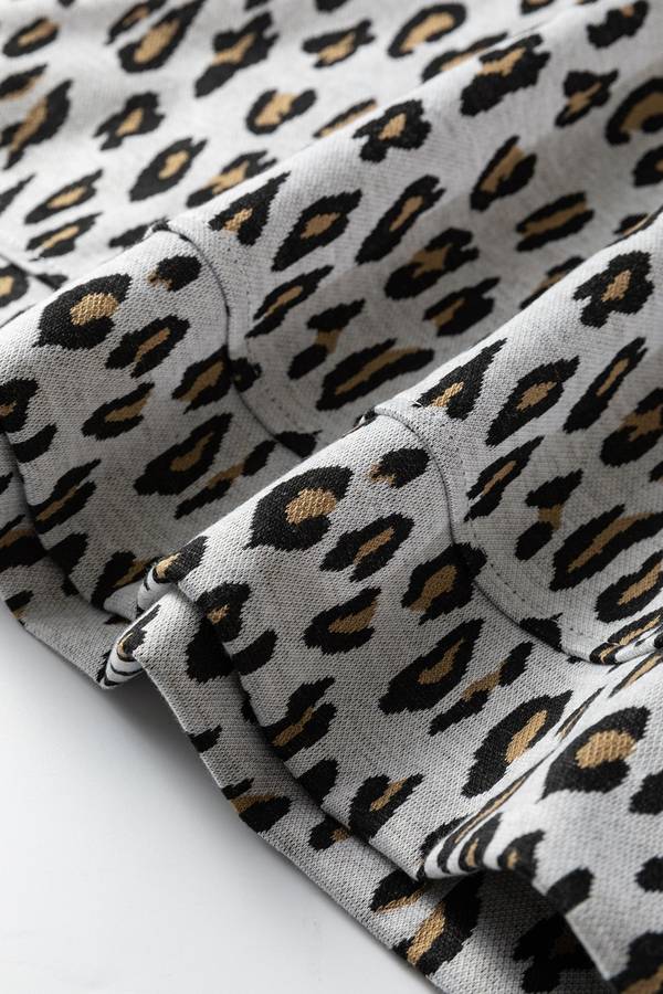 Beige Leopard Print Casual Tee and Pants 2pcs Outfit