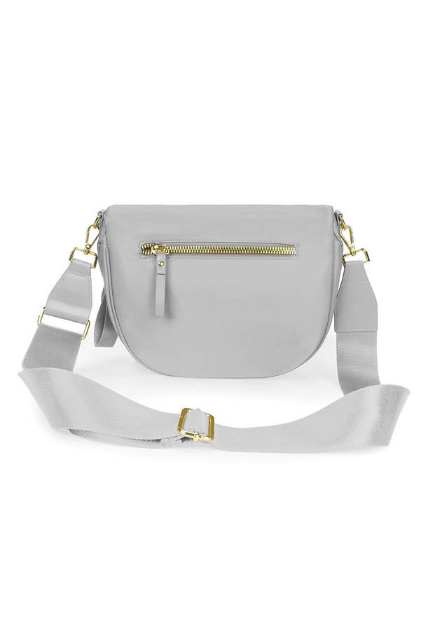 Light Grey Double Zip Crescent Shape Adjustable Sling Bag