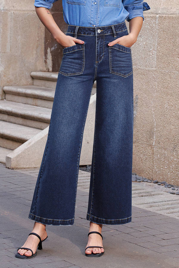 Sail Blue Mimimalist Patch Pocket Womens Shift Jeans