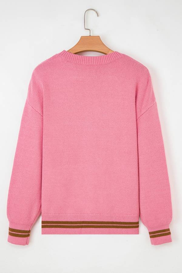 Peach Blossom See You Cowboy Embroidered Western Graphic Sweater
