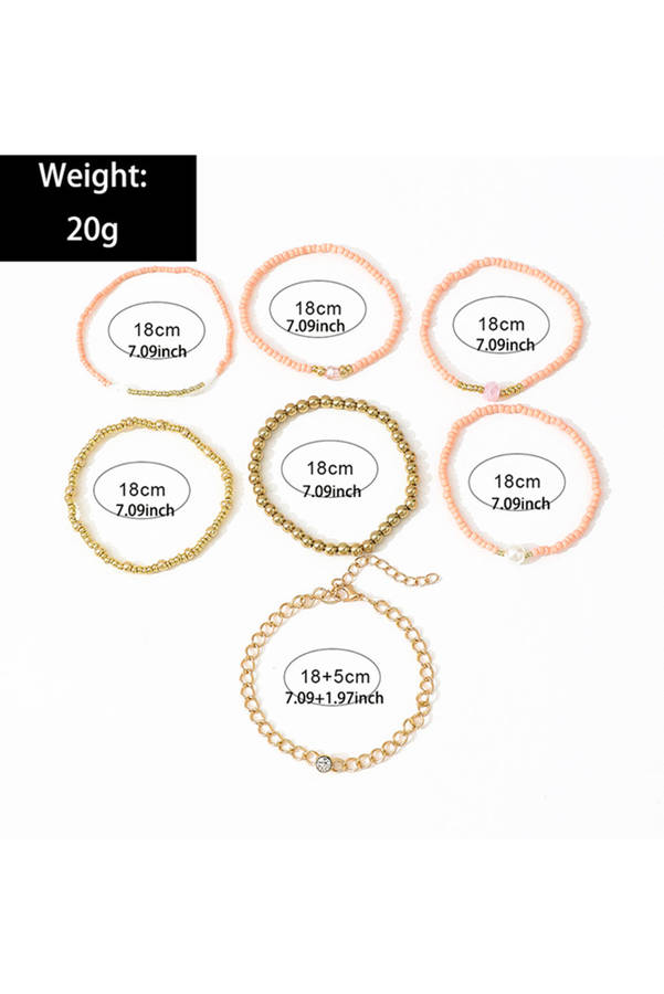Gold Simple Beaded Multi Layer Bracelet