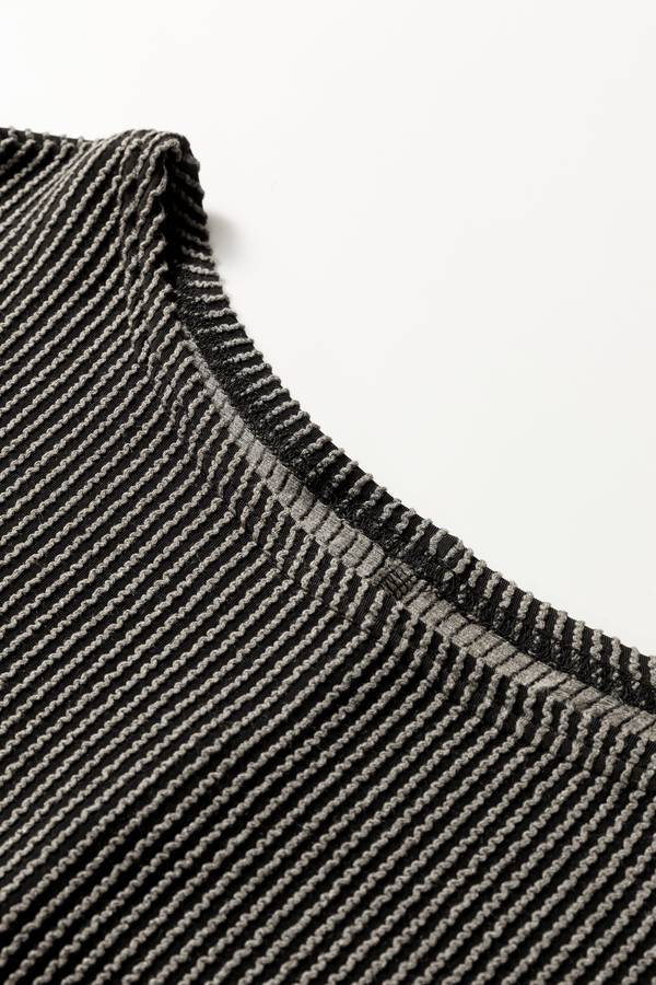 Carbon Grey Twisted Ribbed Dolman Long Sleeve Top