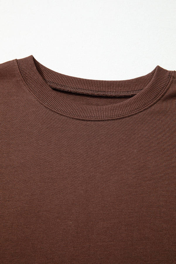 Coffee Varsity Striped Detail Drop Shoulder Oversized Sweatshirt