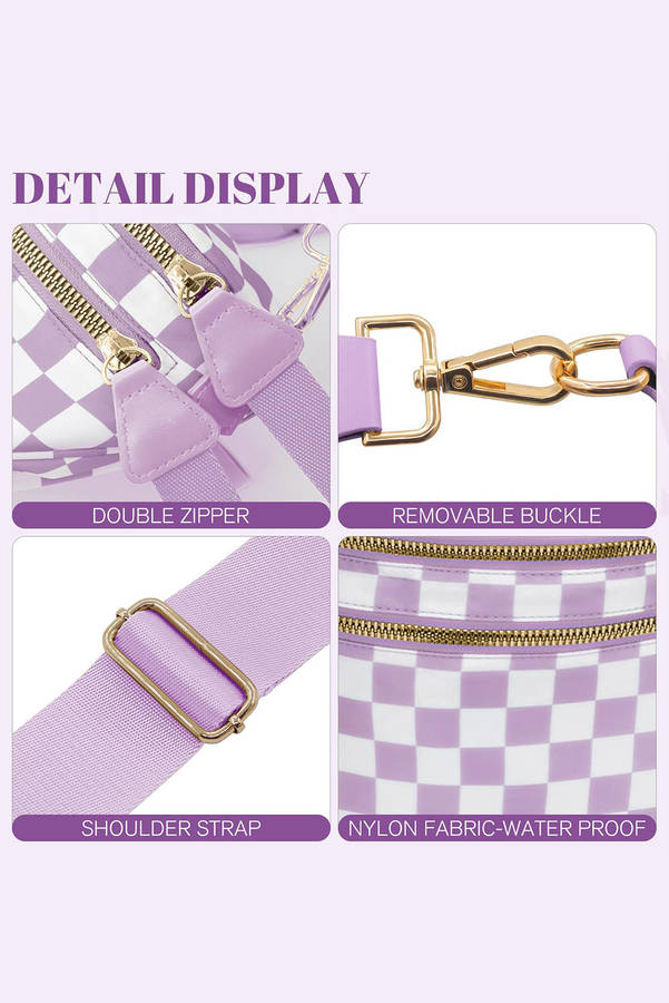 Phalaenopsis Checkered Print Wide Strap Large Crossbody Bag