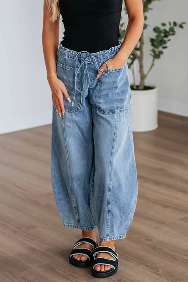Myosotis Large Patch Pocket Drawstring Paperbag Waist Barrel Jeans