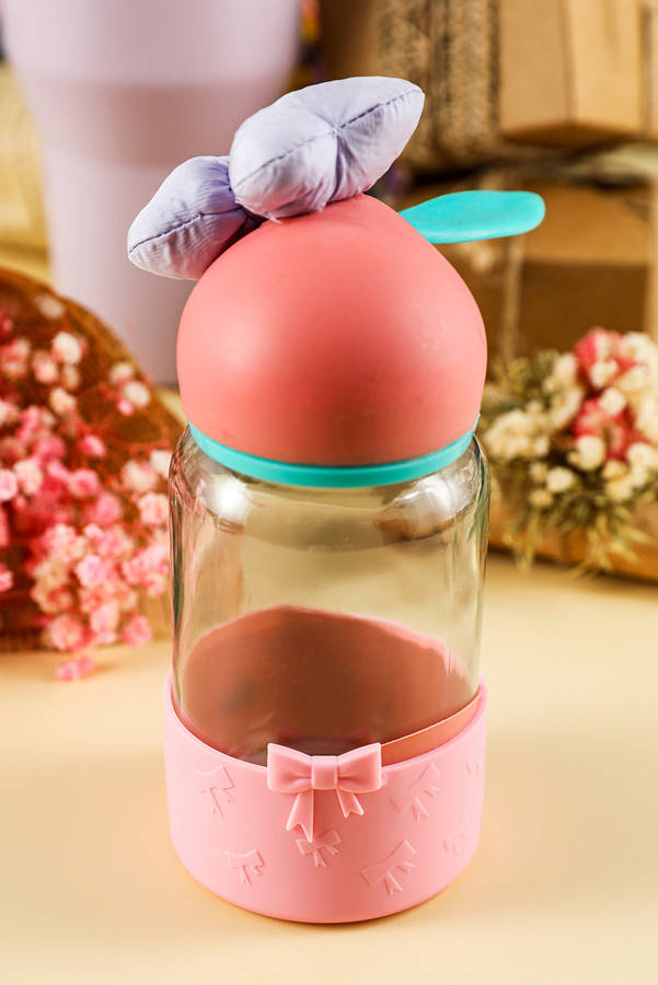 Pink Bowknot Decor Food Grade Silicone Cup Sleeve