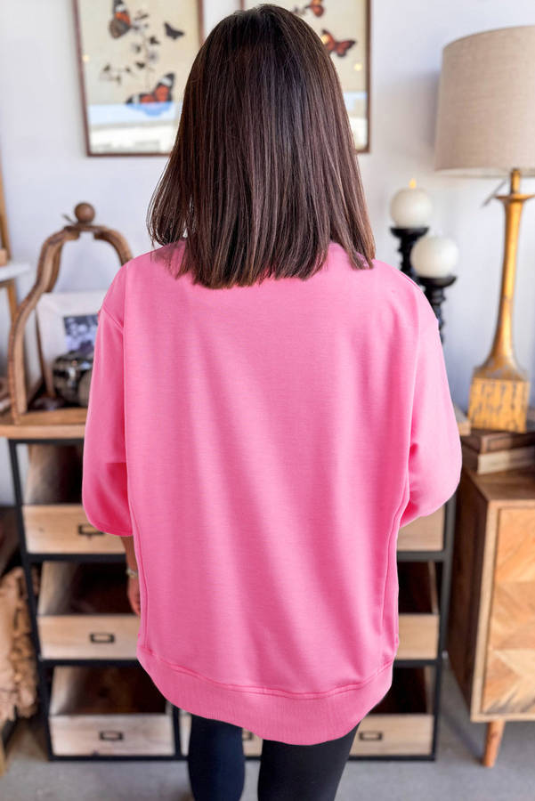 Sachet Pink Floral Patched Half Sleeve Tunic Top