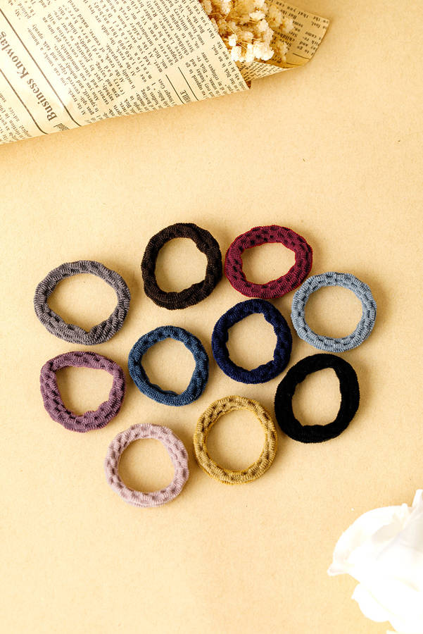 Black 10pcs/pack Elastic Textured Hair Tie