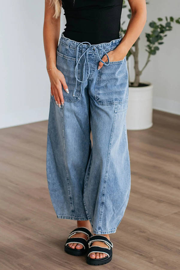 Myosotis Large Patch Pocket Drawstring Paperbag Waist Barrel Jeans