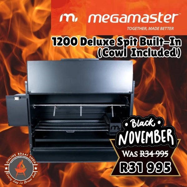 Megamaster 1200 Deluxe Spit Built-In Braai (Cowl included) | BIB0020