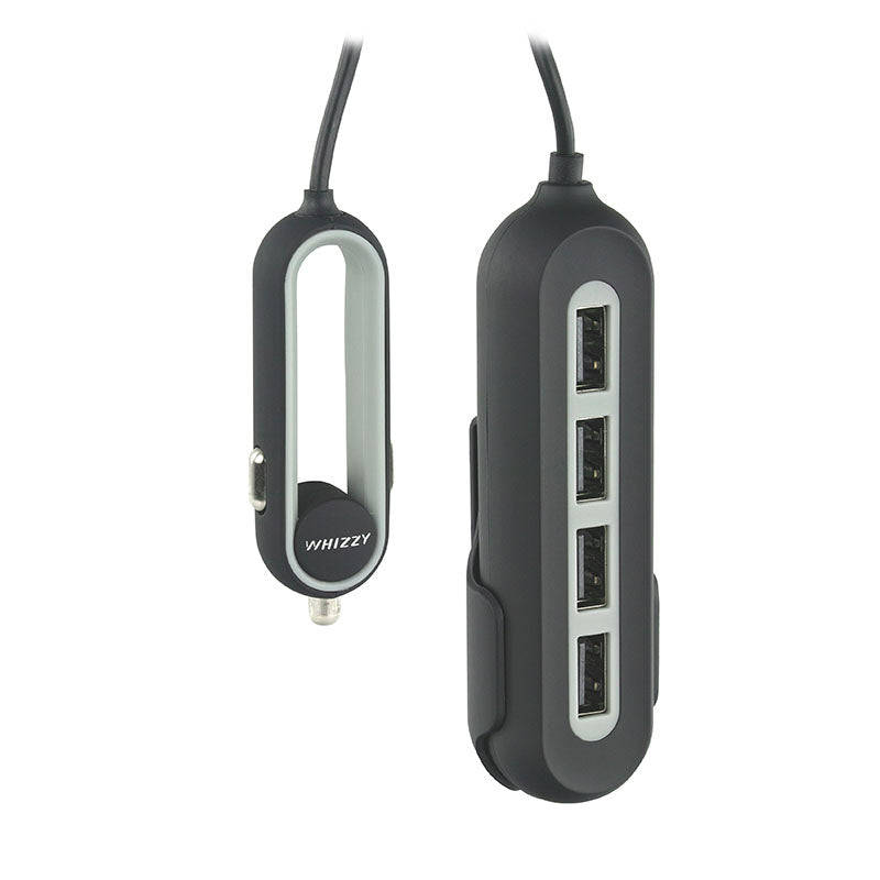 Whizzy 4 USB Port Car Charger 9.6Amp  USBC4BL - Black / New