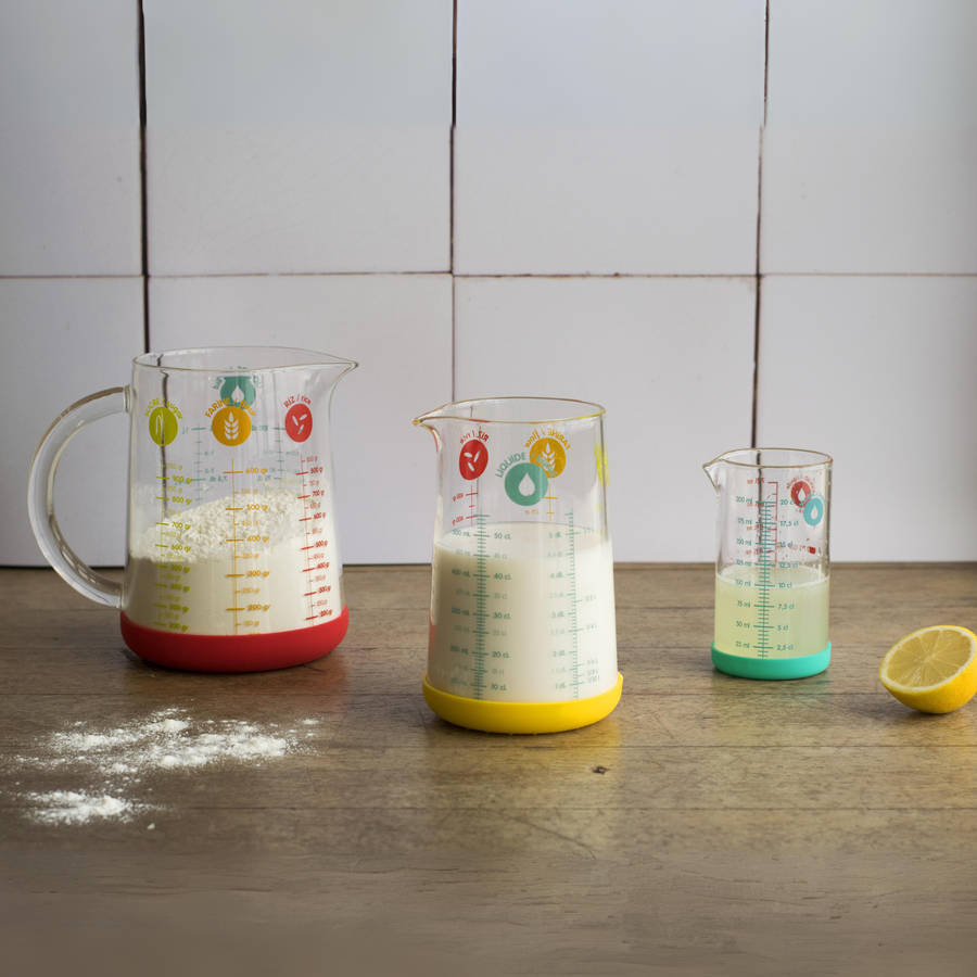 Pebbly Yellow Glass Measuring Jug with Silicone Base - 500 ml