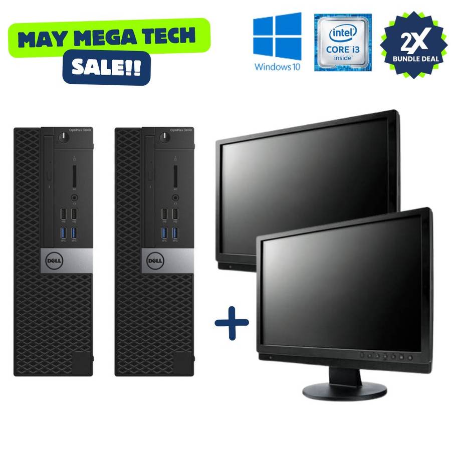 2x DELL OPTIPLEX 3040 SFF - I3 6100 - 4GB DDR3 - 256GB SSD - WINDOWS 10 PRO 64 BIT - REFURBISHED ...