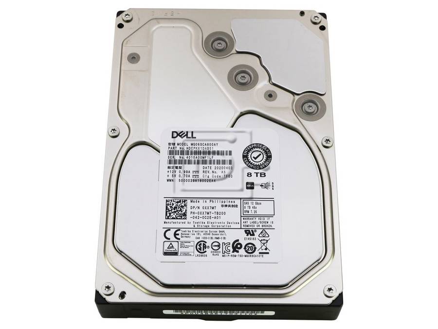 Dell 0XX7MT MG06SCA800AY 8TB 12Gbps 7200RPM 4Kn 3.5 Inch  SAS Enterprise  Hard Drive  Refurb