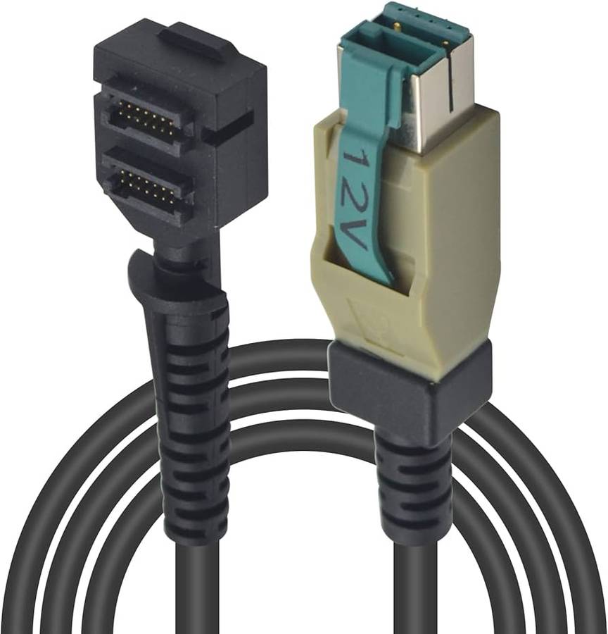 Dual 14pin IDC Female to 12V Powered USB 8P Scanner Cable for Verifone VX820 