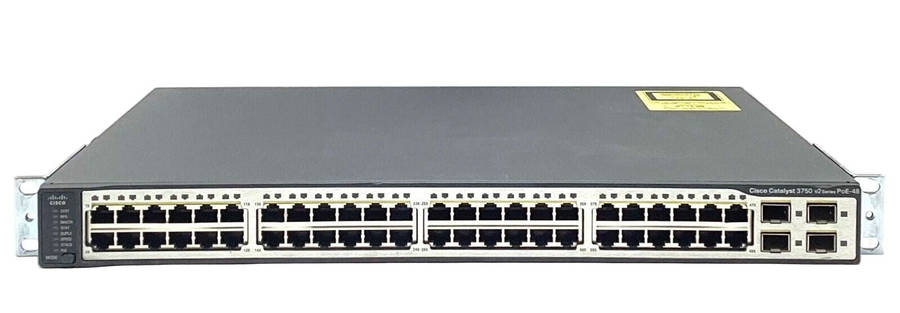 Cisco WS-C3750V2-48PS-E 48 Port PoE + 4 SFP Uplink Managed Layer 3 Switch  Used