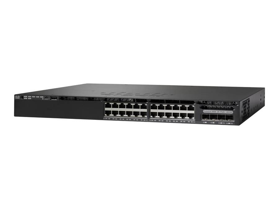Cisco WS-C3650-24TD-L 24 Port Gigabit + 2 10GB SFP+ Switch - Used