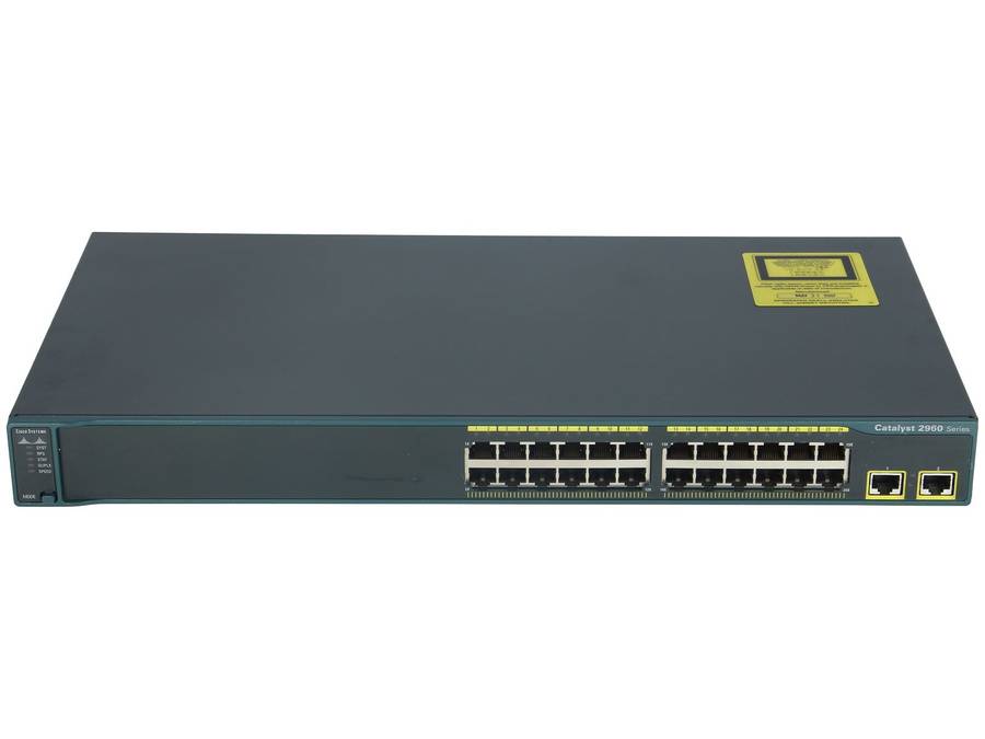 Cisco WS-C2960-24TT-L 24 Ethernet 10/100 ports and 2 fixed Ethernet 10/100/1000 uplink ports - Re...