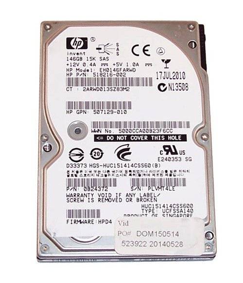 HP Eh0146Farwd 2.5 Inch SFF 146GB SAS HDD - 15K - Used