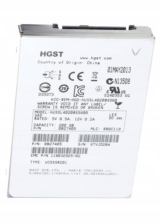 HGST HUSSL4020BSS600 2.5 Inch 200GB SAS Solid State Drive  Refurb