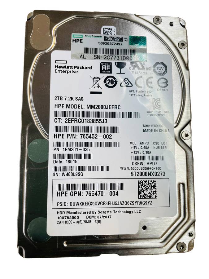 HP MM2000JEFRC 2TB 7.2K RPM 12Gbps SAS 2.5-Inch Hard Drive  Refurb
